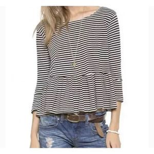 Free People We The Free Peplum Striped top Collab with Project Social T